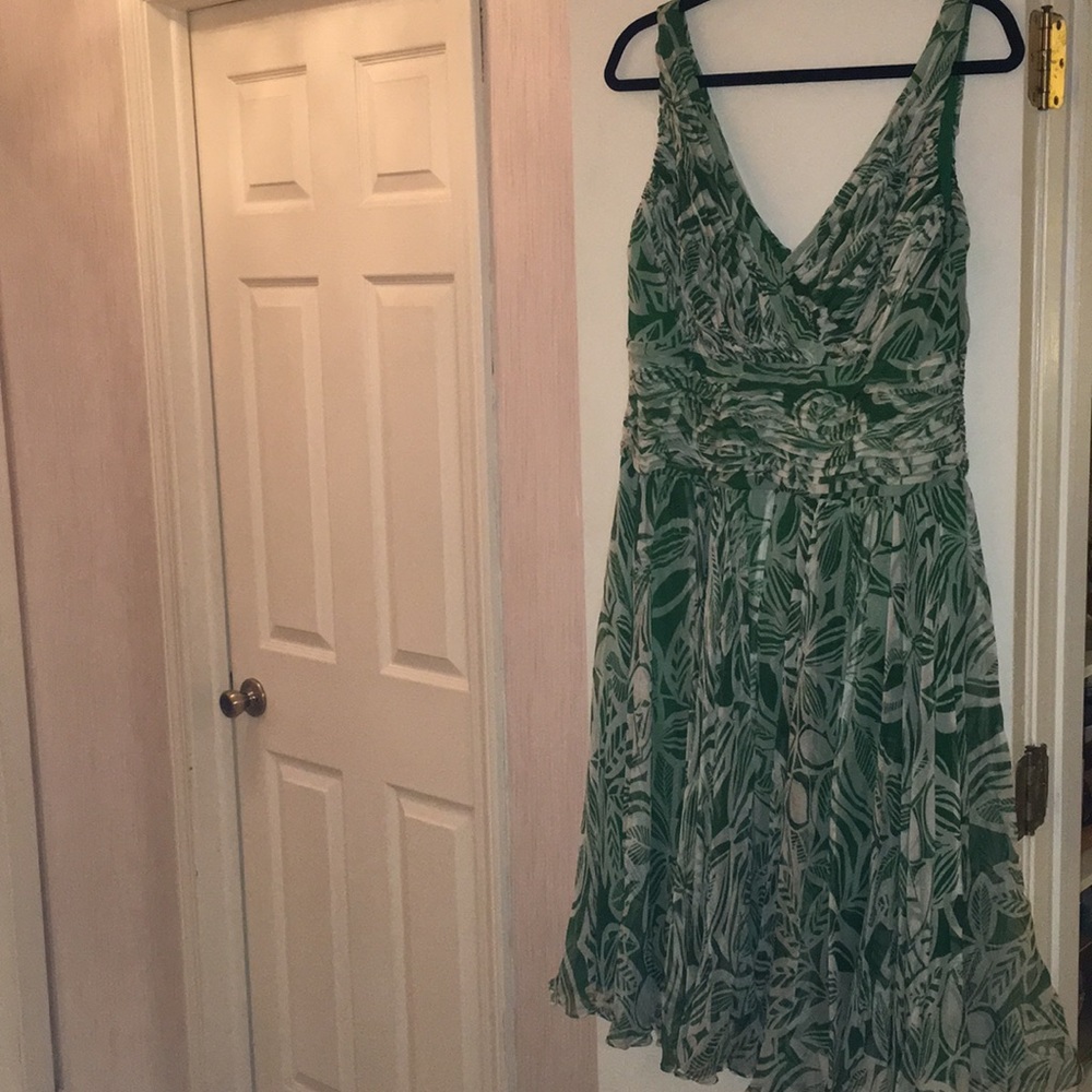 Green and white party dress